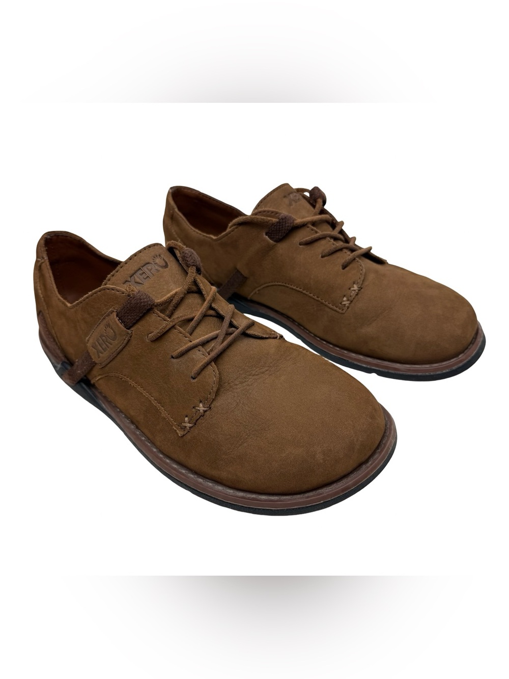 Xero Alston Men's 8 Plain Toe Oxford Brown Leather Barefoot Sneakers Casual EUC